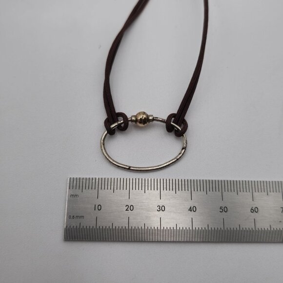 7.5 Inch Sterling Silver And Leather Rustic Oval Bracelet B486 - Picture 6 of 7